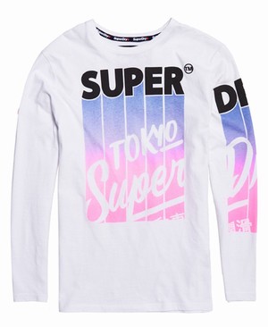 Superdry Ticket Type Infill Hosszú Ujjú Férfi Pólók Fehér | JPCLM6831